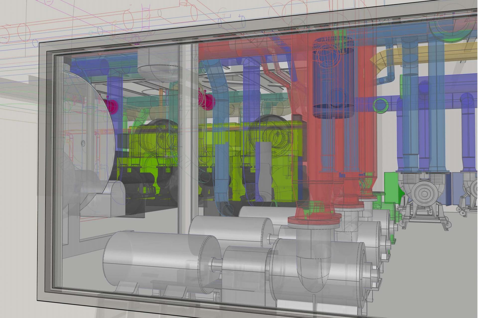 Unobstructed view from the engineering office to the plant